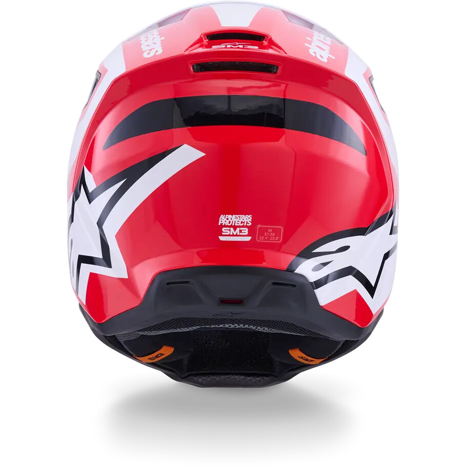 Casque de motocross enduro Alpinestars SM3 Heat ECE06, rouge, blanc, noir brillant