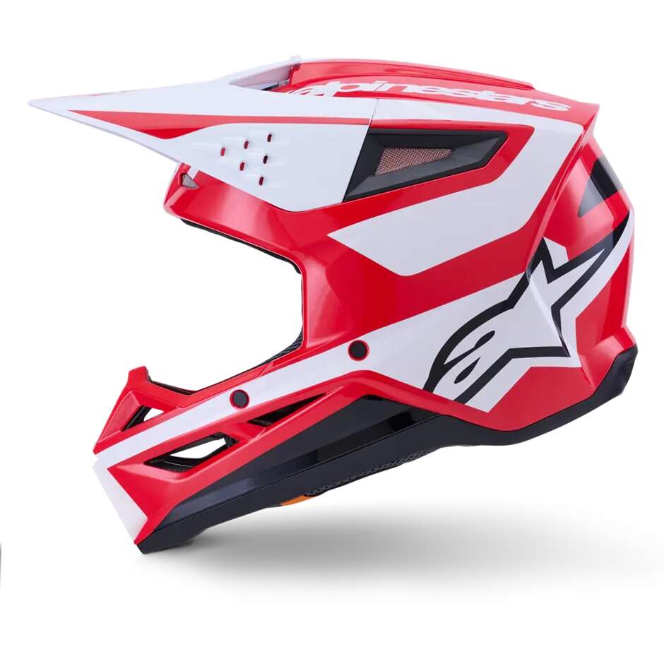 Casque de motocross enduro Alpinestars SM3 Heat ECE06, rouge, blanc, noir brillant