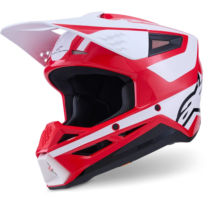 Casque de motocross enduro Alpinestars SM3 Heat ECE06, rouge, blanc, noir brillant