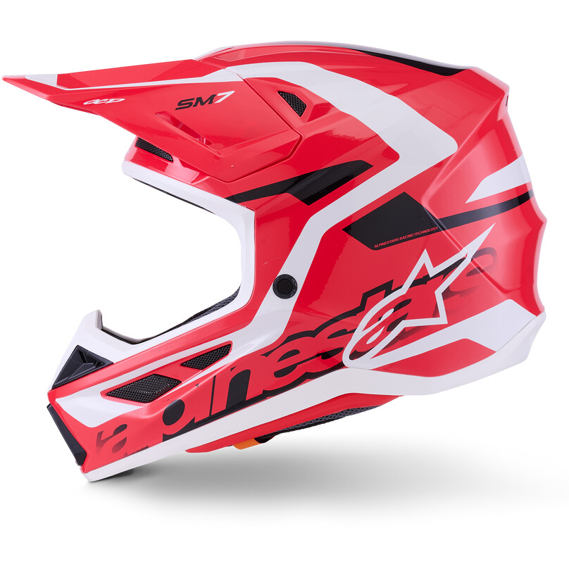 Casque de motocross enduro Alpinestars SM7 Deed Ece06, rouge, noir, blanc brillant