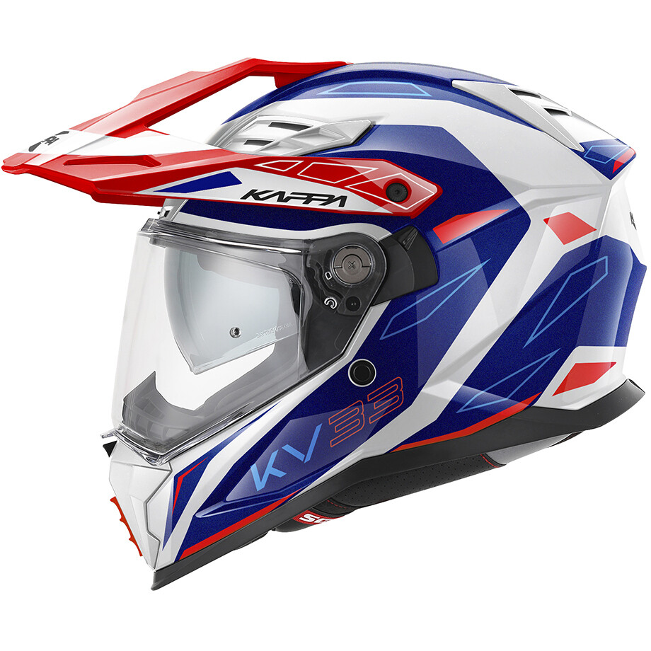 Casque de motocross Kappa KV33 WIZARD Blanc Bleu Rouge