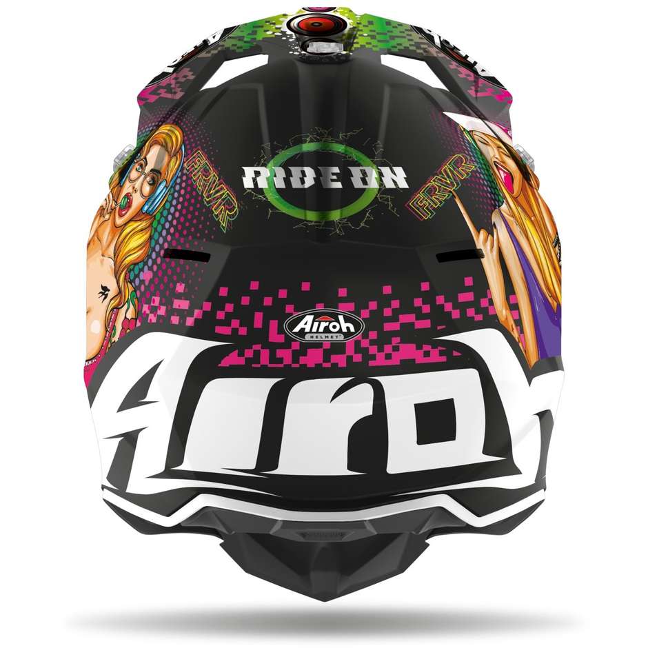 Casque Enfant Moto Cross Enduro Airoh WRAAP YOUTH Pin Up Opaque