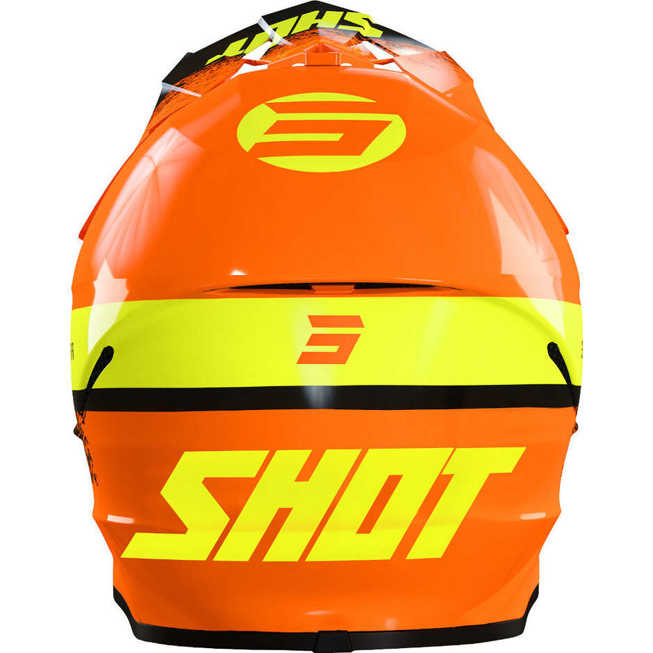 Casque Enfant Moto Cross Enduro Shot FURIOUS ROLL Kid Orange Fluo Jaune Brillant