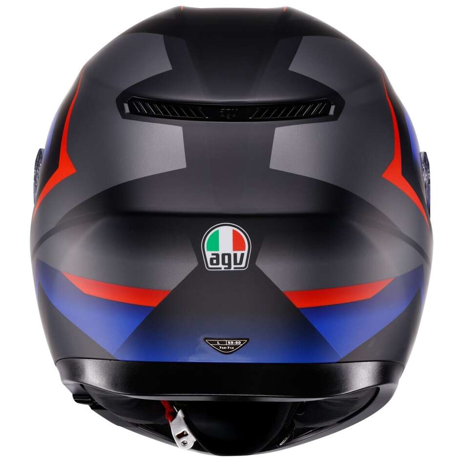 Casque intégral de moto AGV K3 STRIGA Noir mat Bleu Rouge