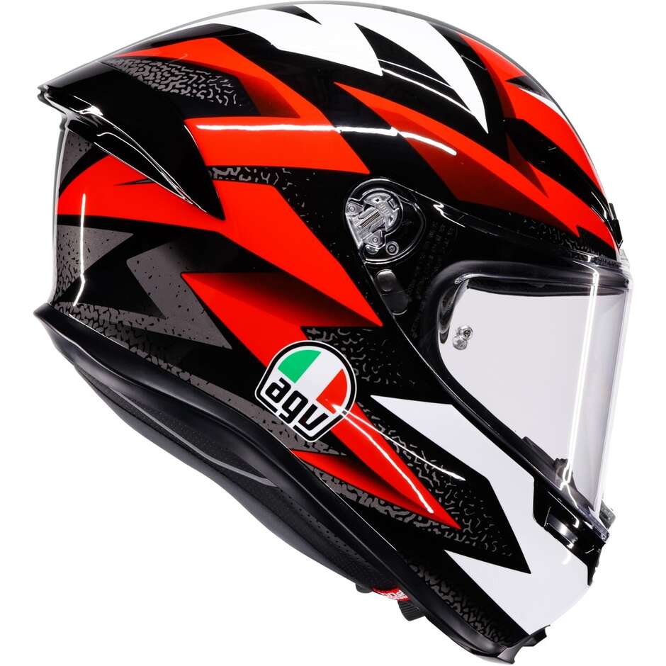 Casque intégral de moto AGV K6 S BRAVEN Noir Rouge Blanc