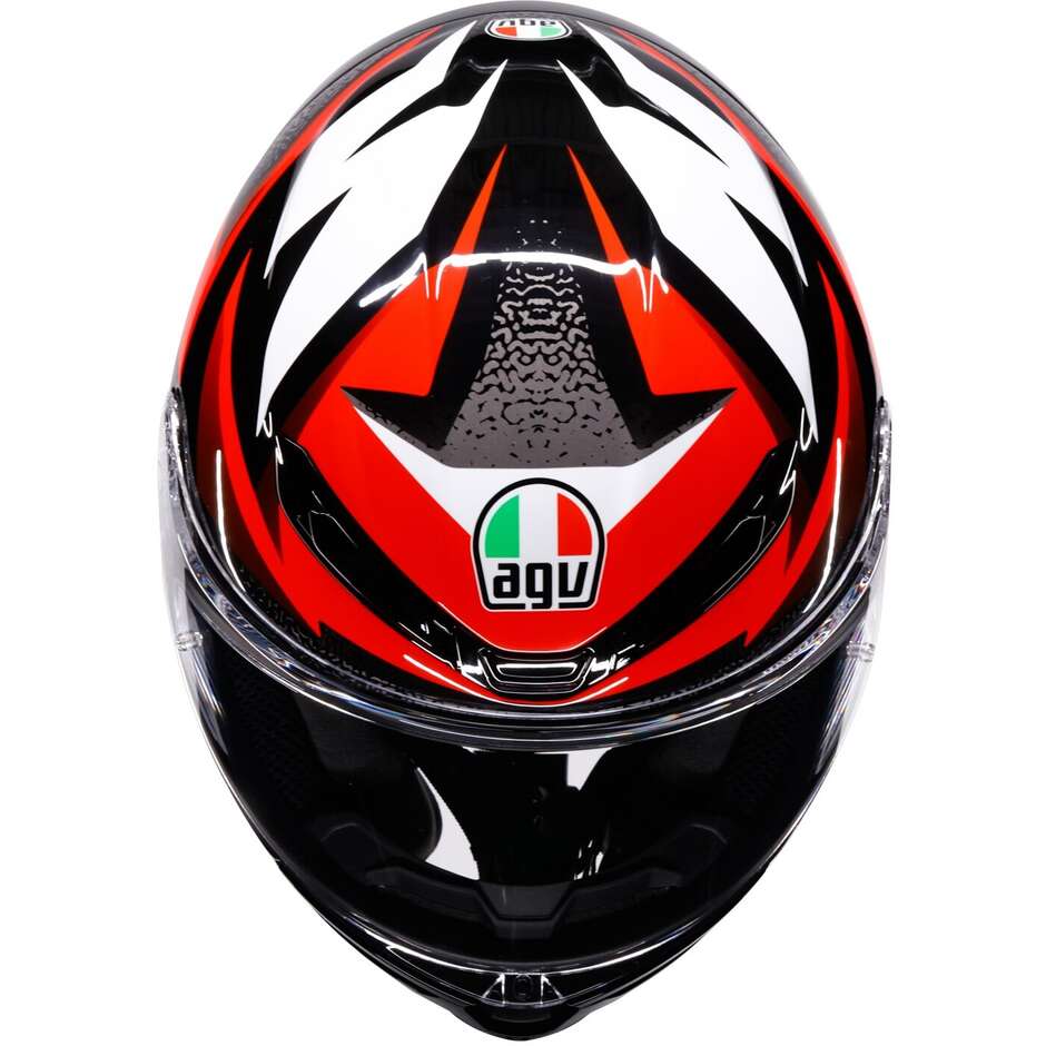 Casque intégral de moto AGV K6 S BRAVEN Noir Rouge Blanc