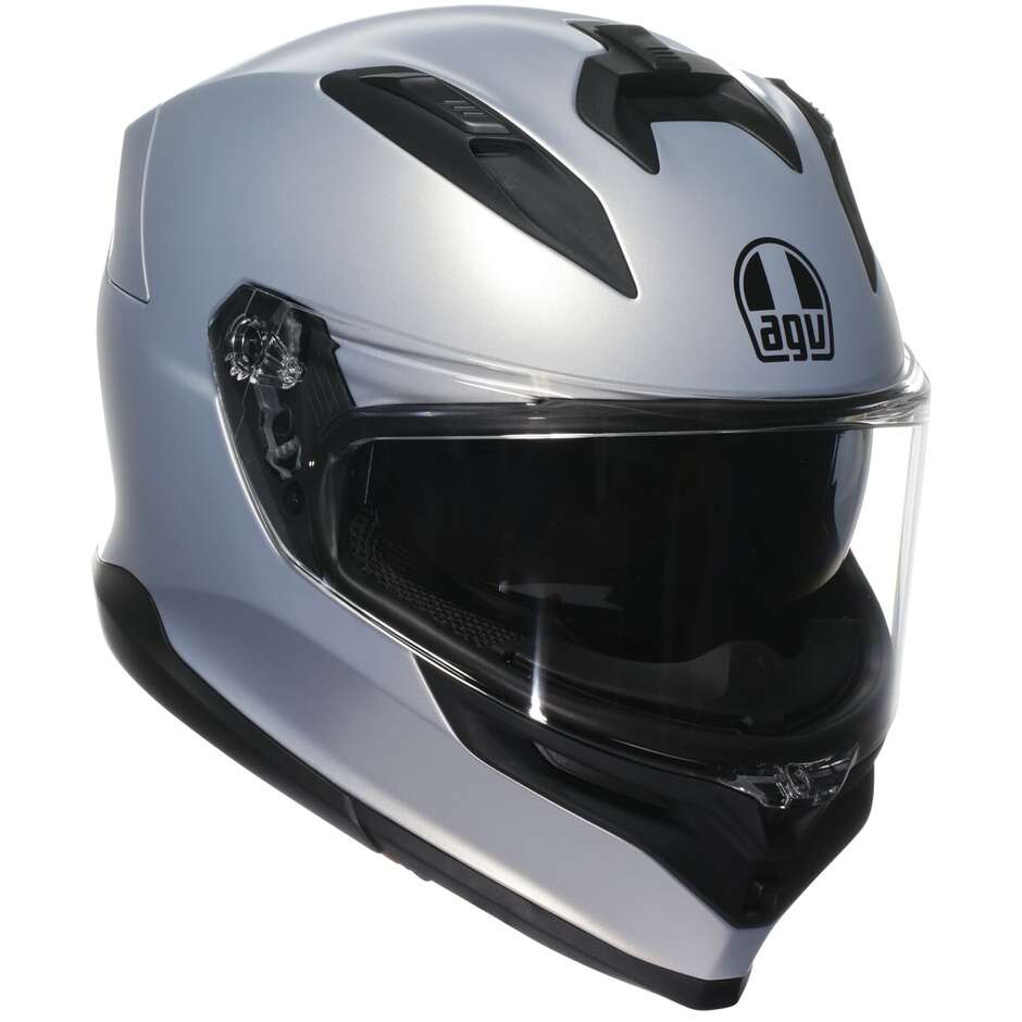 Casque intégral de moto AGV K7 MONO, argent mat Prisma