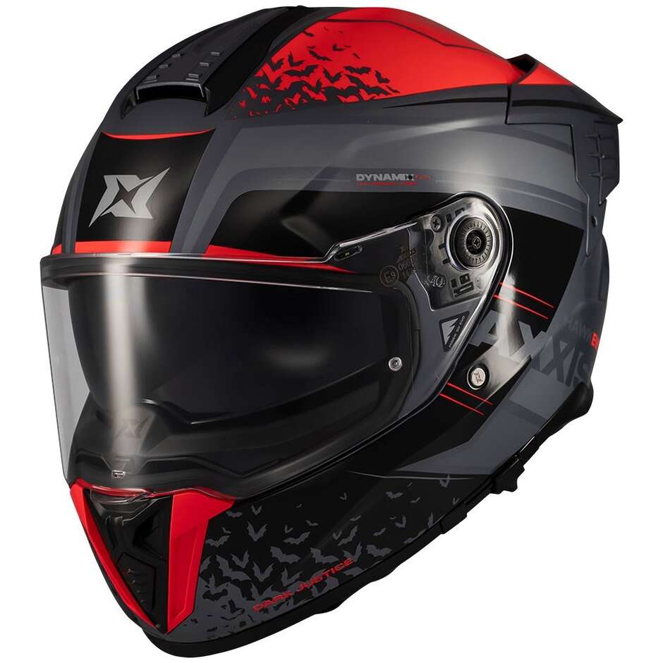Casque intégral de moto Axxis FF122SV Hawk Evo SV Dark Justice C4 Noir Rouge	
