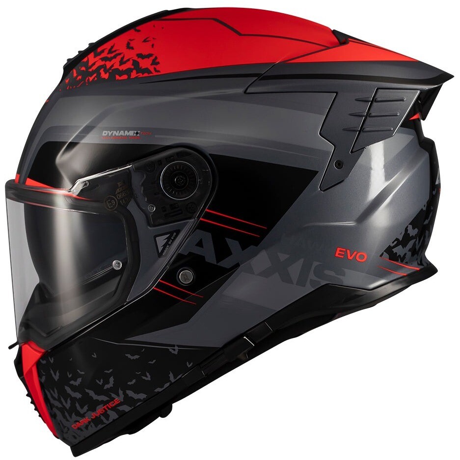 Casque intégral de moto Axxis FF122SV Hawk Evo SV Dark Justice C4 Noir Rouge	