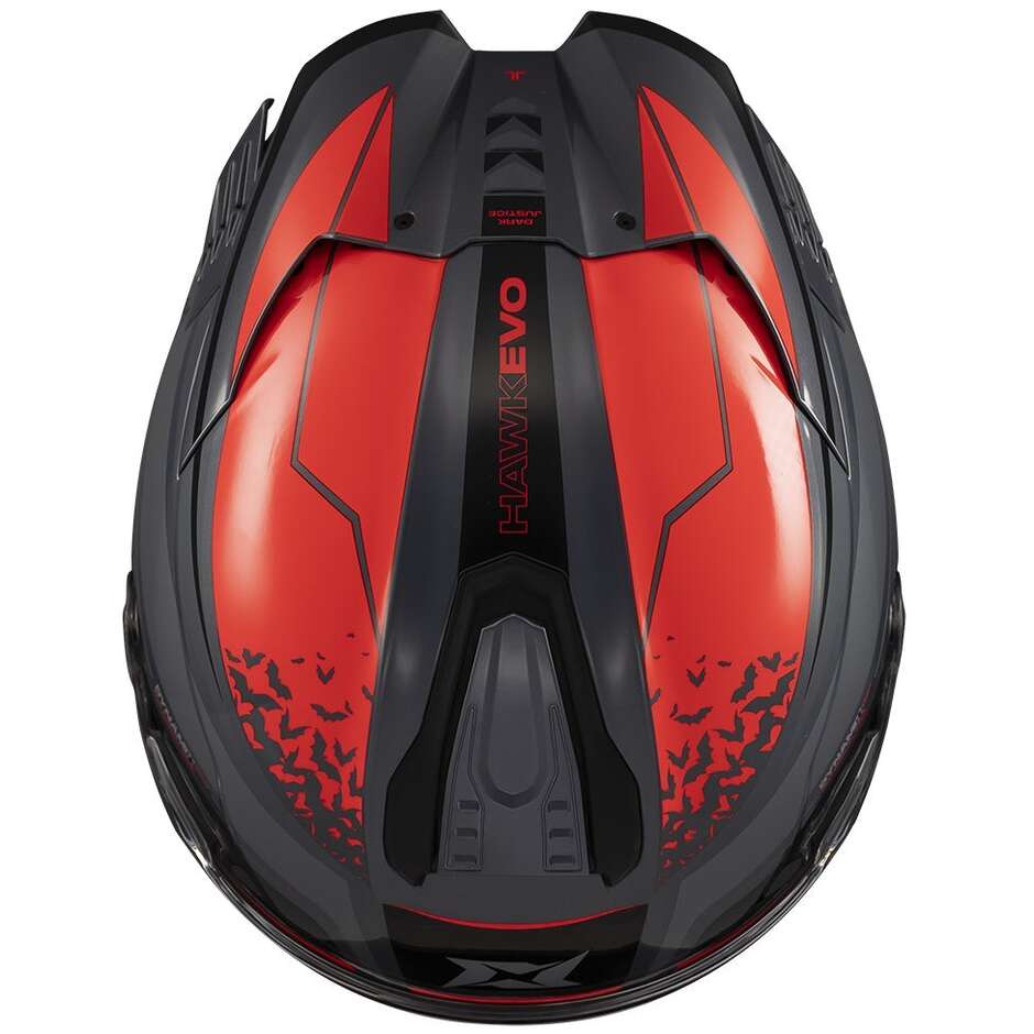 Casque intégral de moto Axxis FF122SV Hawk Evo SV Dark Justice C4 Noir Rouge	