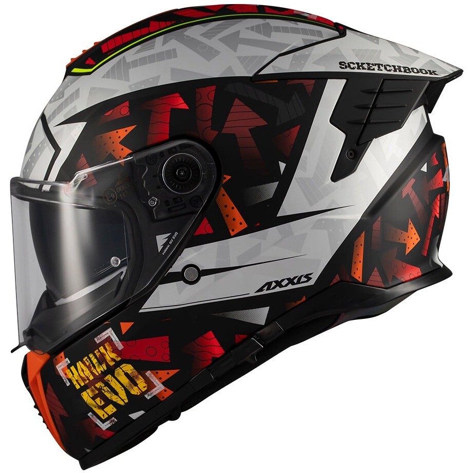 Casque intégral de moto Axxis ff122sv Hawk Evo Sv Sketchbook B2
