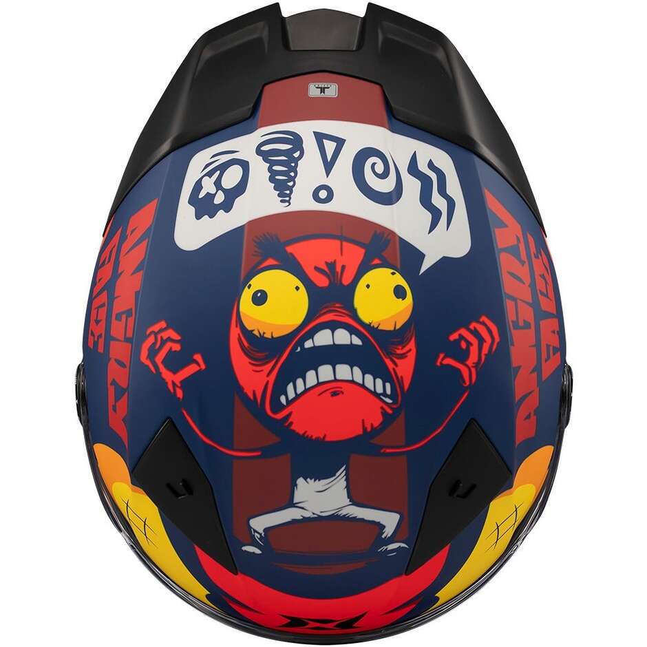 Casque intégral de moto Axxis FF132 Fenix Angry Face C5 Orange Bleu