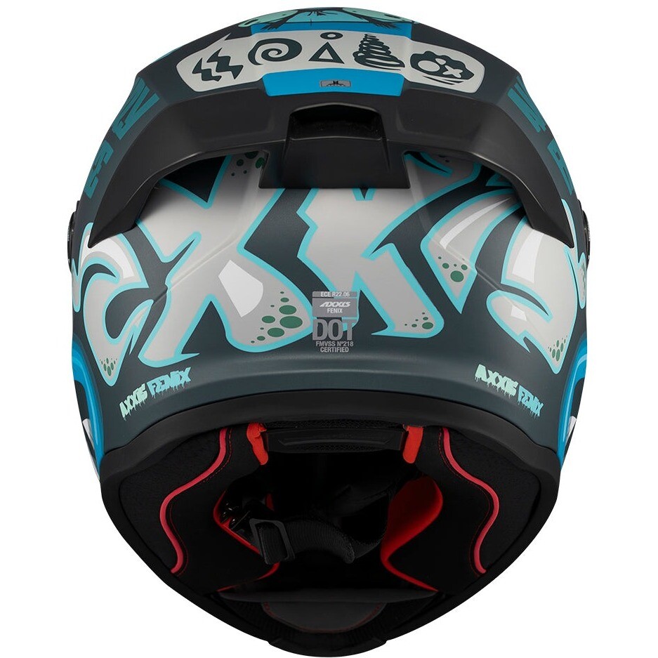 Casque intégral de moto Axxis FF132 Fenix Angry Face C7, bleu clair