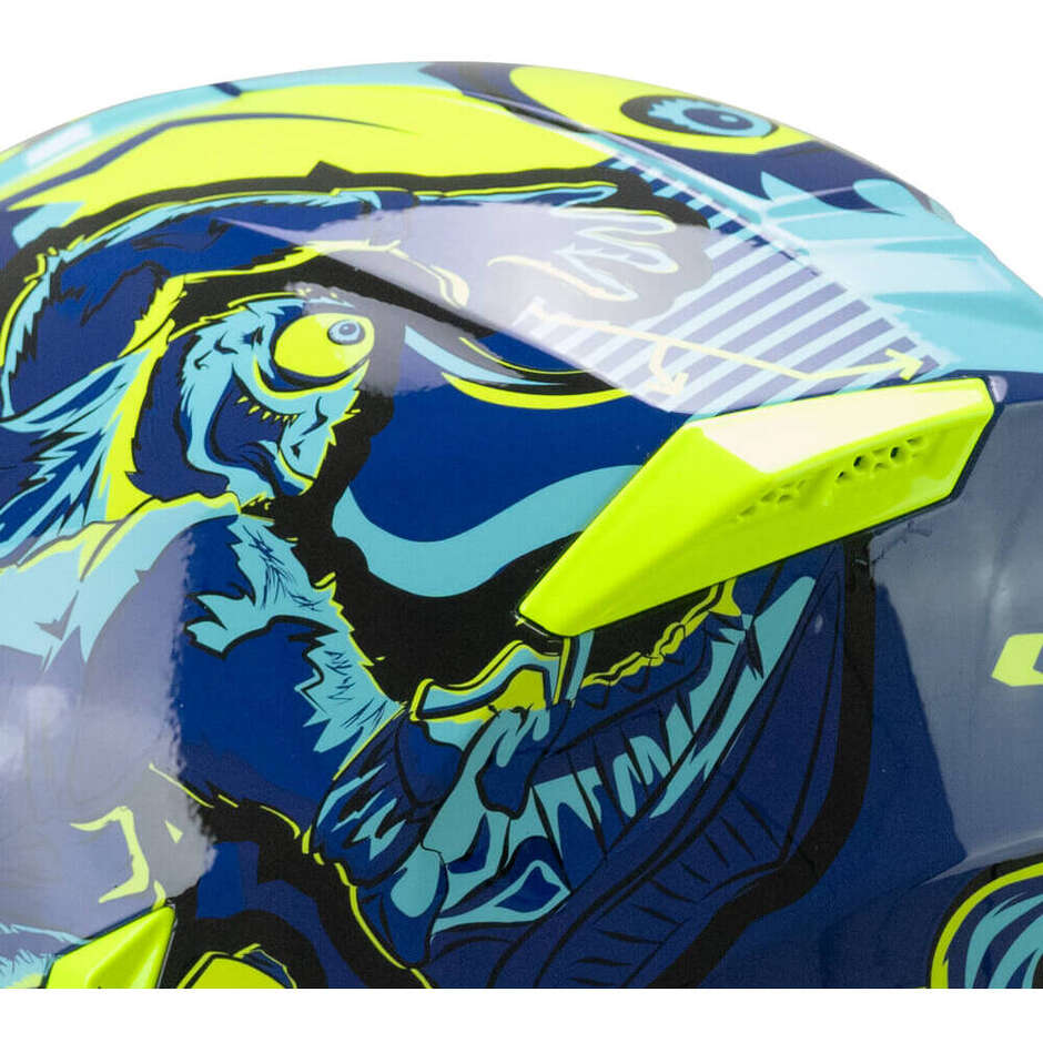 Casque intégral de moto CGM 265X MICRO MONSTER pour enfants, bleu, jaune fluo