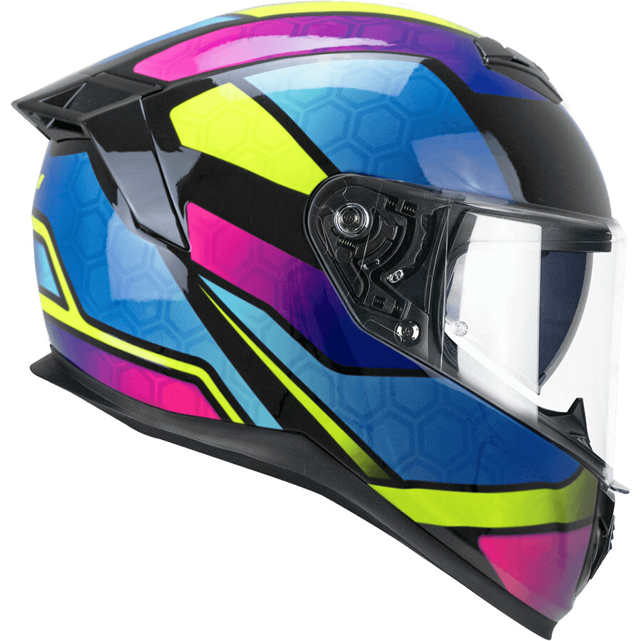 Casque intégral de moto CGM 361K AVENT FIBER NEON Rose Bleu clair Jaune fluorescent