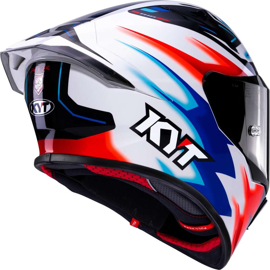 Casque intégral de moto de course Kyt R1R HYPERSPACE blanc