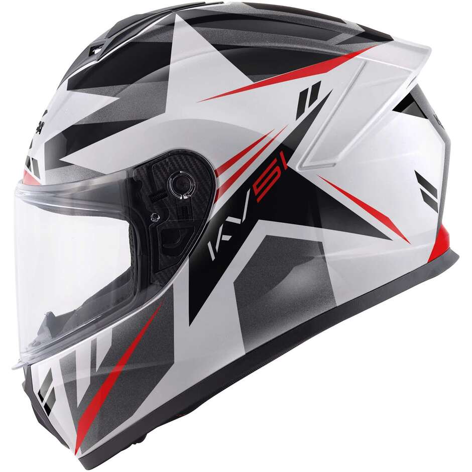 Casque intégral de moto Kappa KV51 ZENITH Blanc Noir Rouge