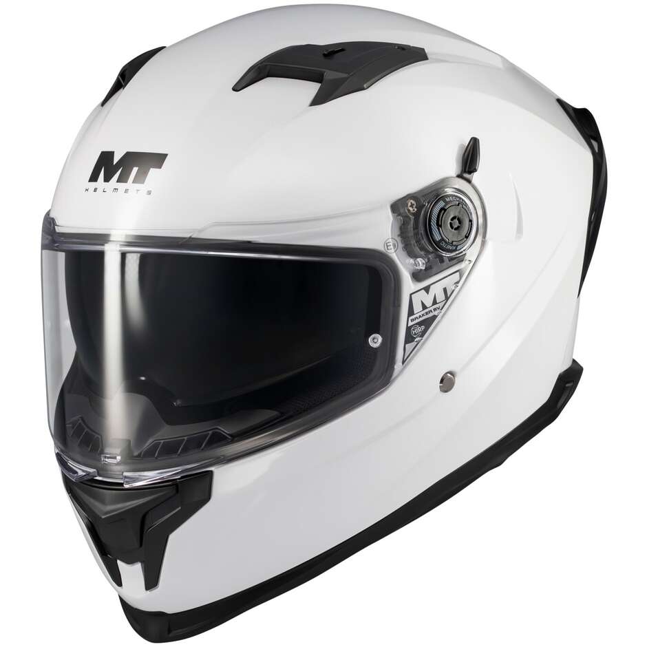 Casque intégral de moto MT Helmets BRAKER SV PURE A0 Blanc brillant