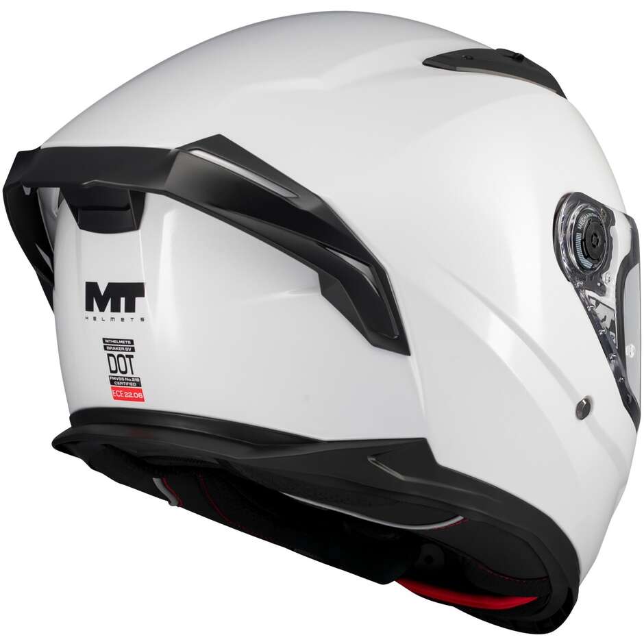 Casque intégral de moto MT Helmets BRAKER SV PURE A0 Blanc brillant