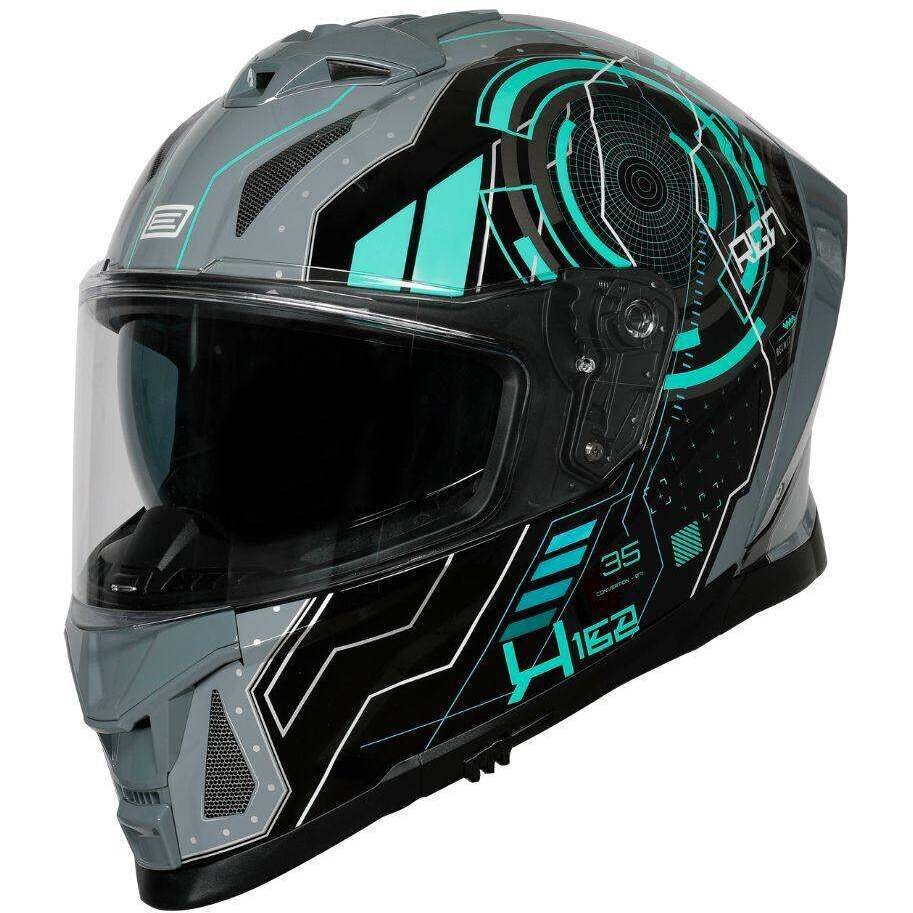 Casque intégral de moto Origine ETNA CYBERPUNK BLEU GRIS
