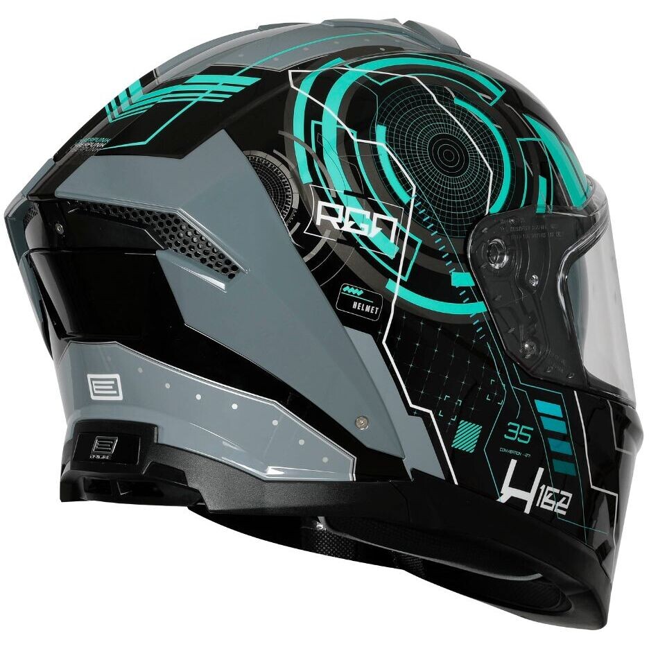 Casque intégral de moto Origine ETNA CYBERPUNK BLEU GRIS