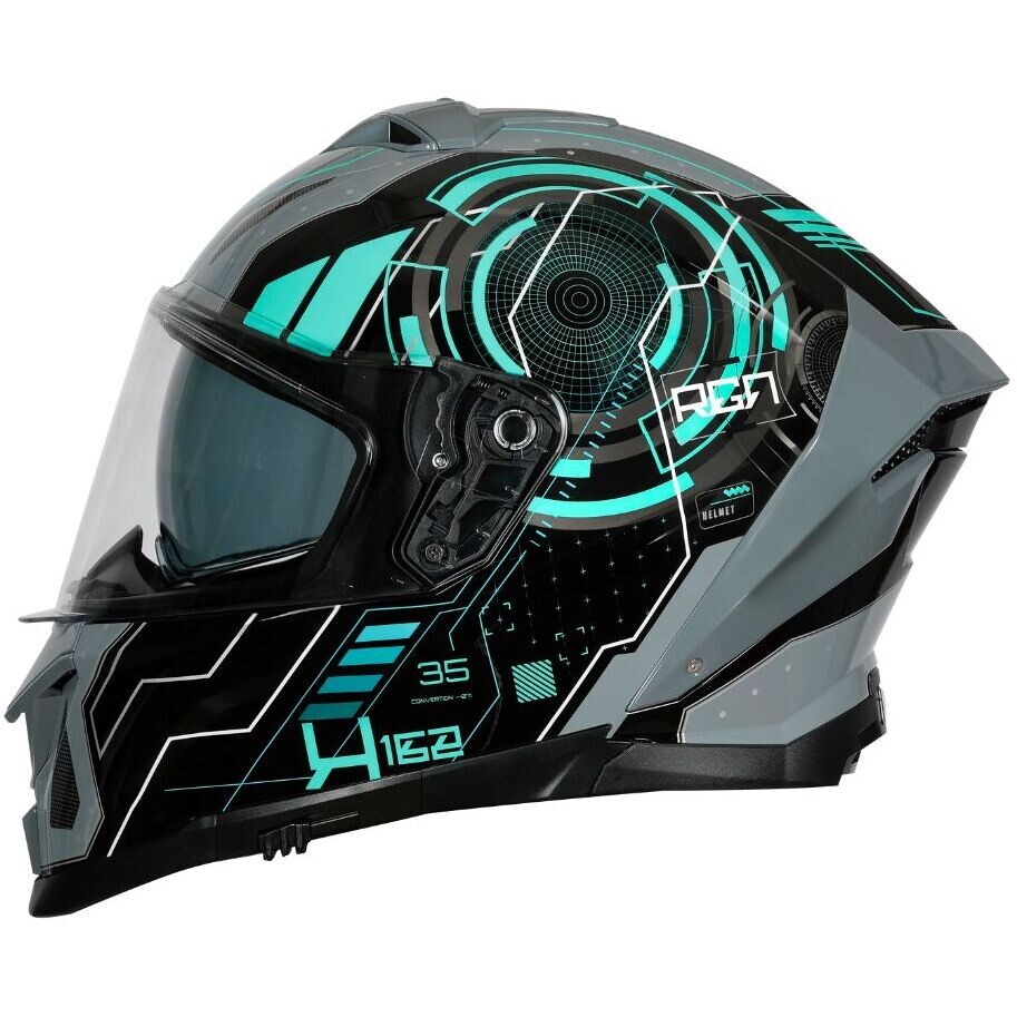 Casque intégral de moto Origine ETNA CYBERPUNK BLEU GRIS