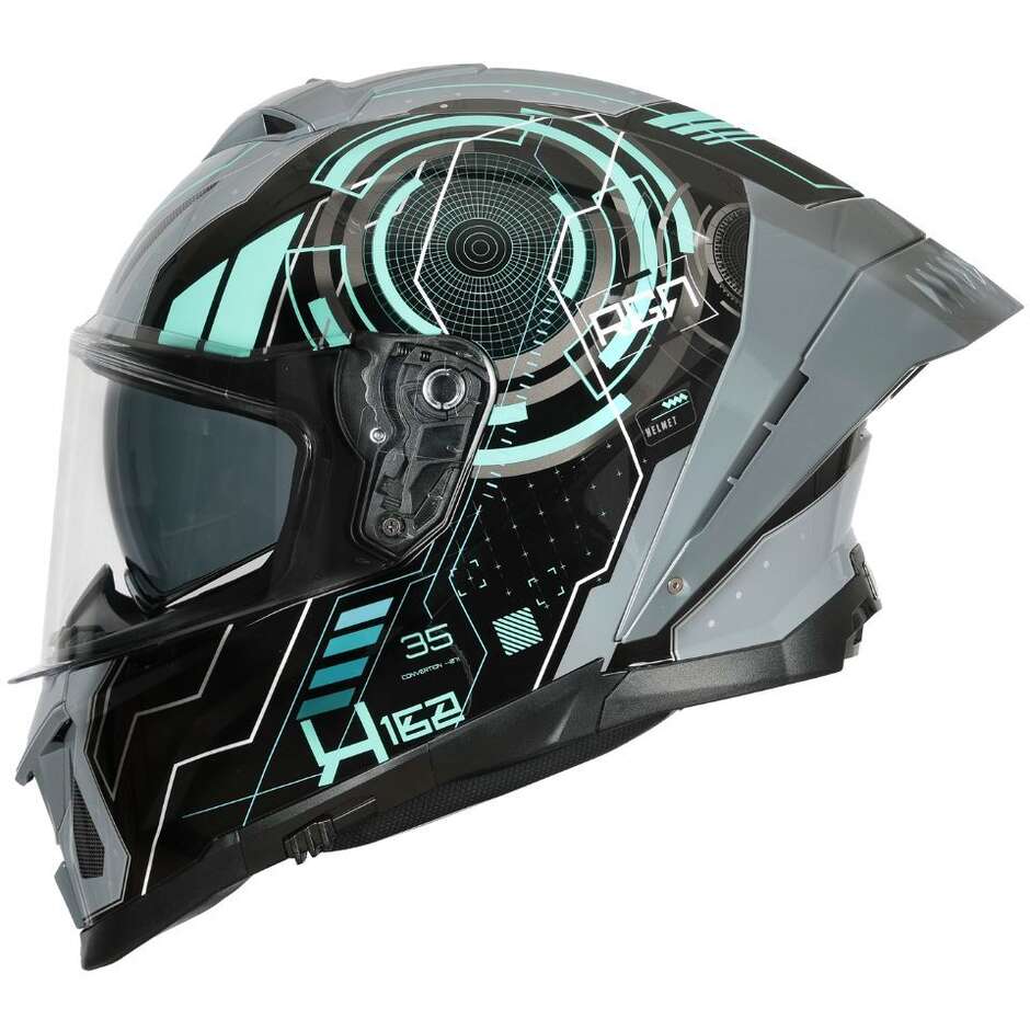 Casque intégral de moto Origine ETNA CYBERPUNK BLEU GRIS