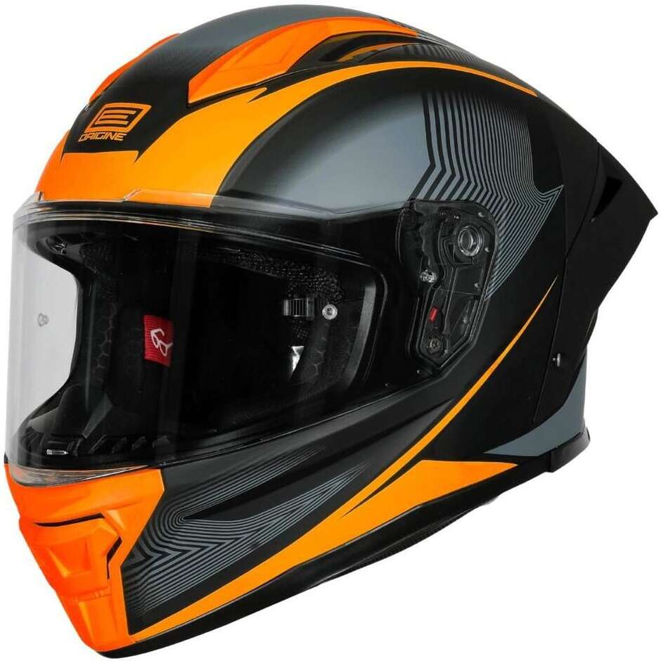 Casque intégral de moto ORIGINE PISTA ELEMENTARY Orange Noir