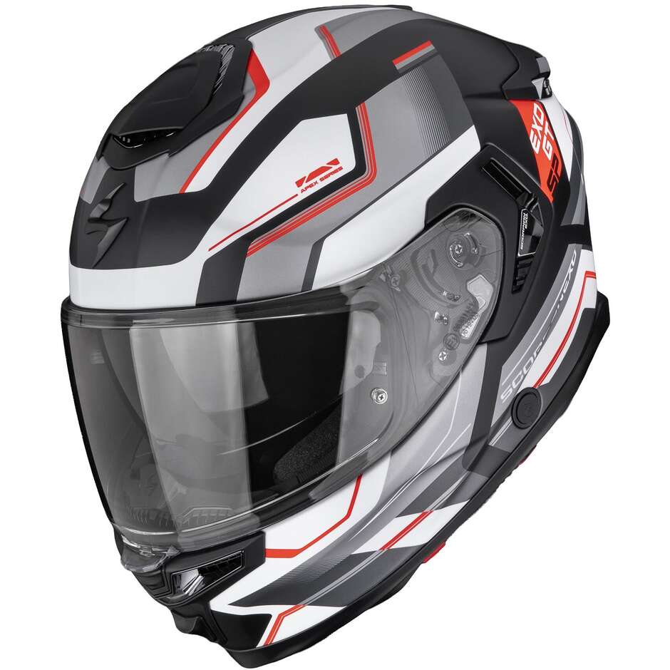 Casque intégral de moto Scorpion EXO-GT SP AIR ARKON Blanc mat Argent Rouge