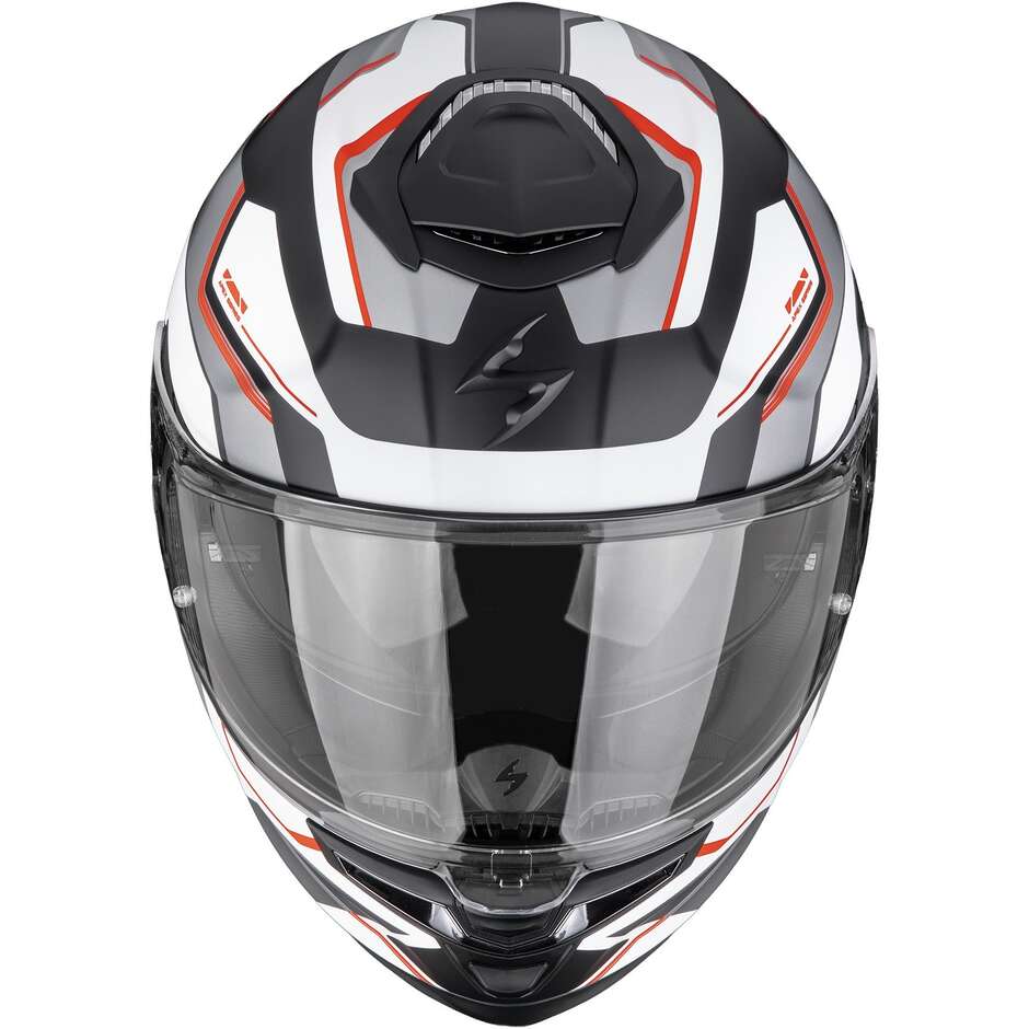 Casque intégral de moto Scorpion EXO-GT SP AIR ARKON Blanc mat Argent Rouge