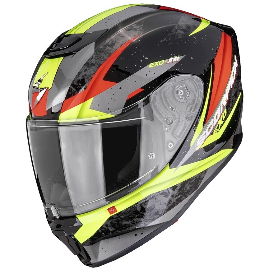 Casque intégral de moto Scorpion EXO-JNR AIR TAKO pour enfants, noir, jaune fluo, rouge