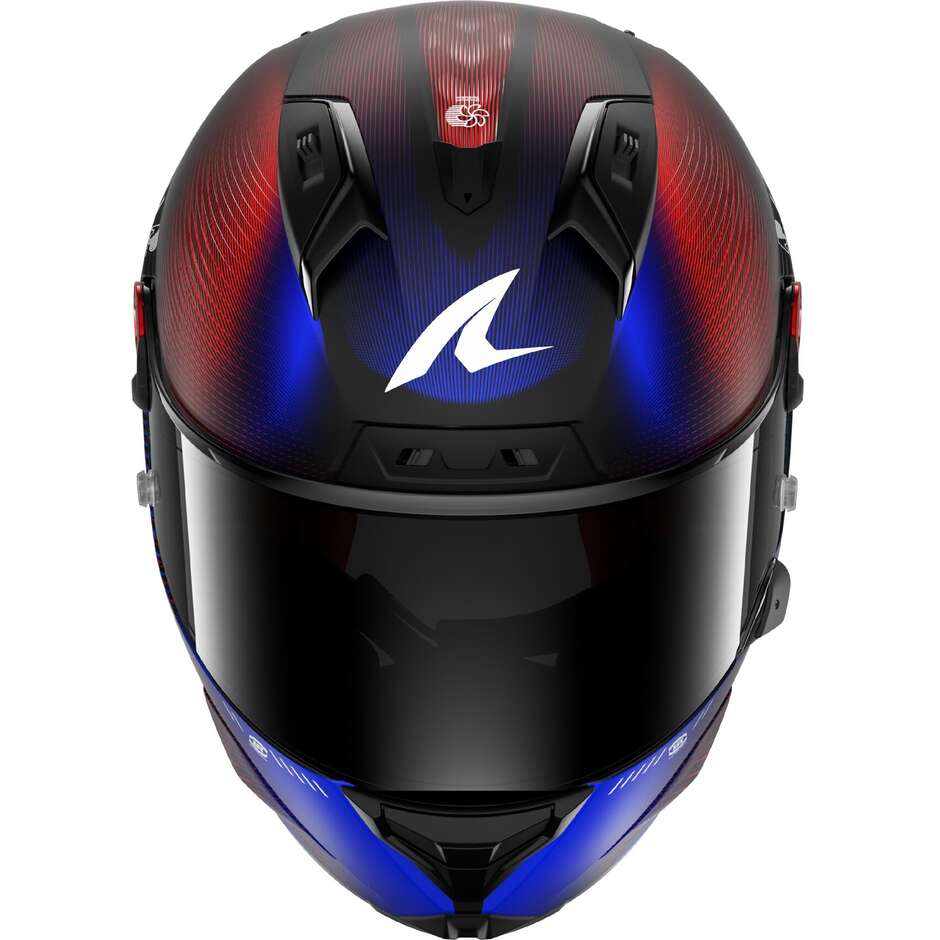 Casque intégral de moto Shark AERON SPEED-TECH Mat Carbon Bleu Rouge