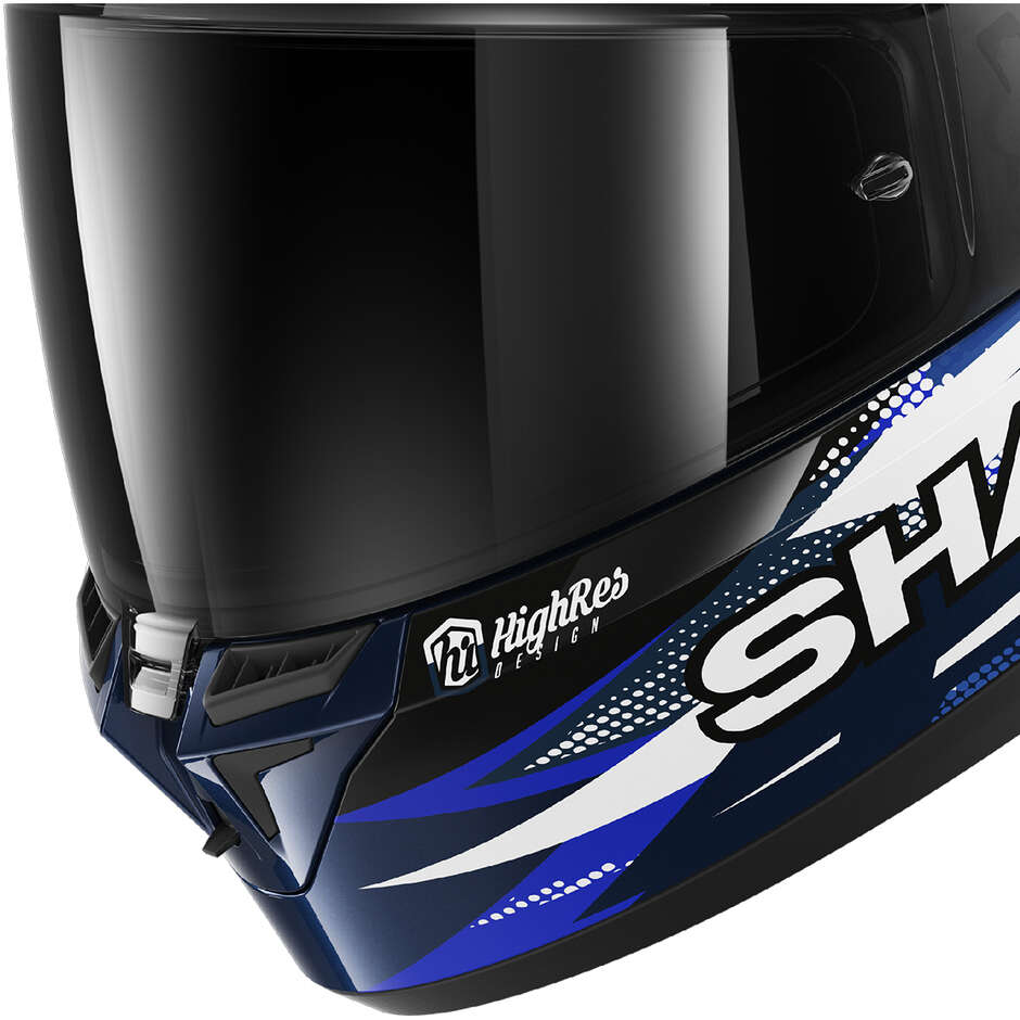 Casque intégral de moto Shark SKWAL CUP REPLICA ZARCO GP DE FRANCE, bleu chromé et rouge.