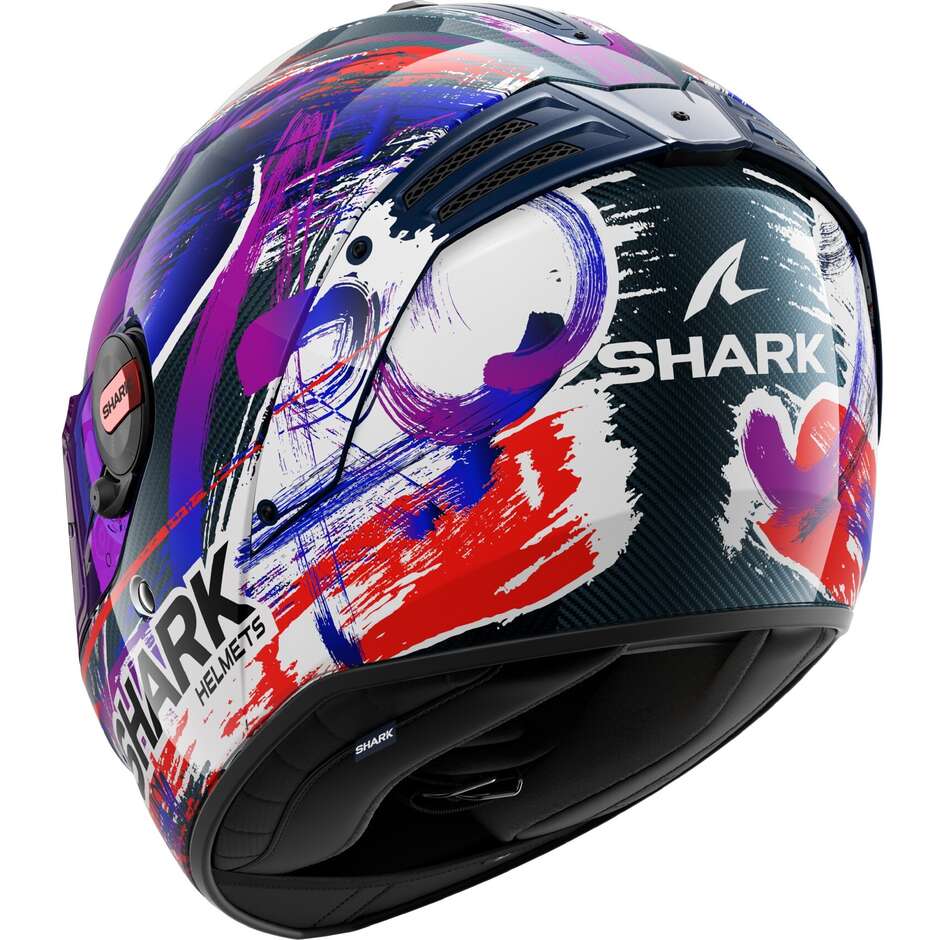 Casque intégral de moto Shark SPARTAN RS CARBON ZARCO SIGNATURE Blanc Violet