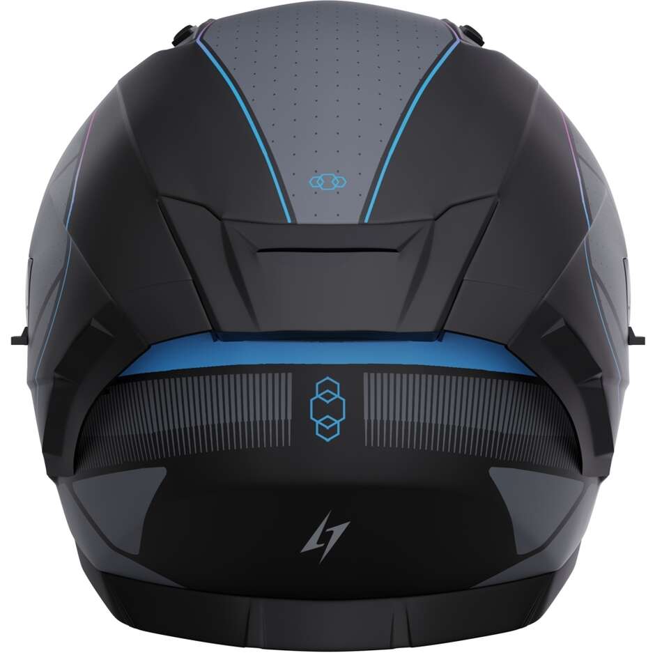 Casque intégral de moto Stormer Blaster Tron, bleu et rose, métal mat