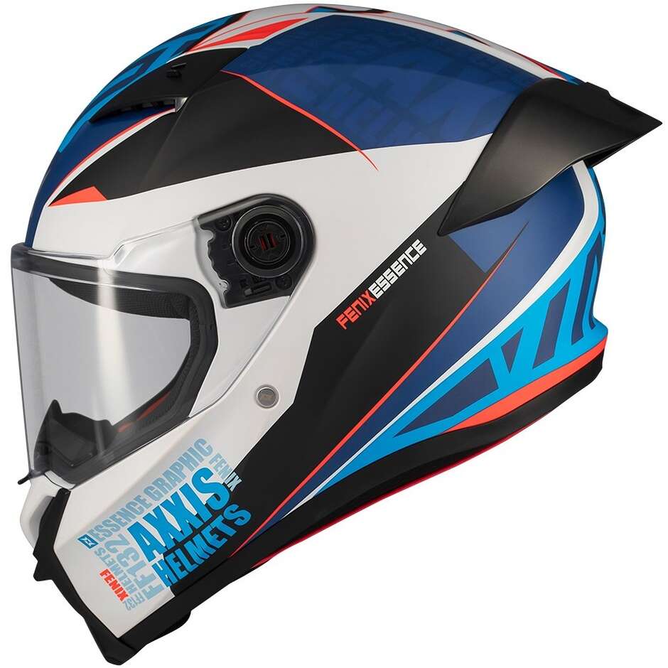 Casque intégral moto Axxis FF132 Fenix Essence A7 Blanc Bleu