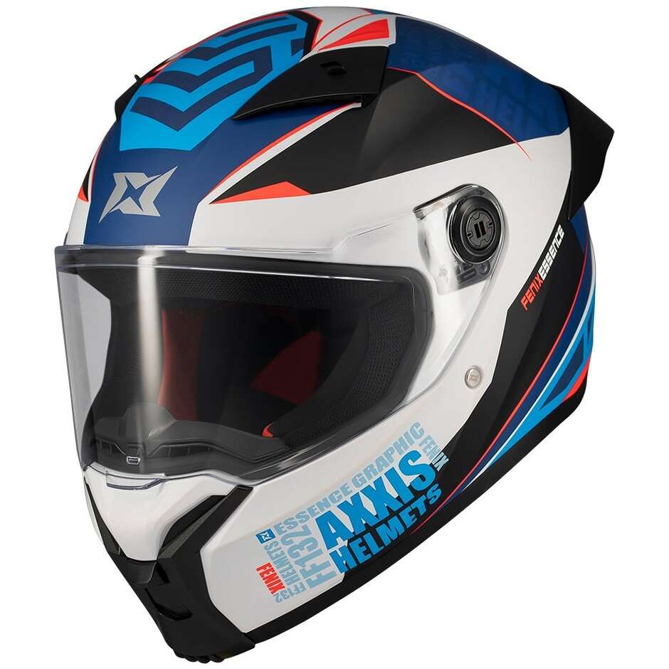 Casque intégral moto Axxis FF132 Fenix Essence A7 Blanc Bleu