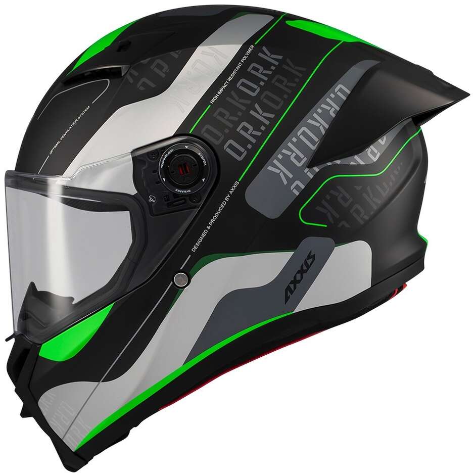 Casque intégral moto Axxis FF132 Fenix Ork B6 Noir Vert