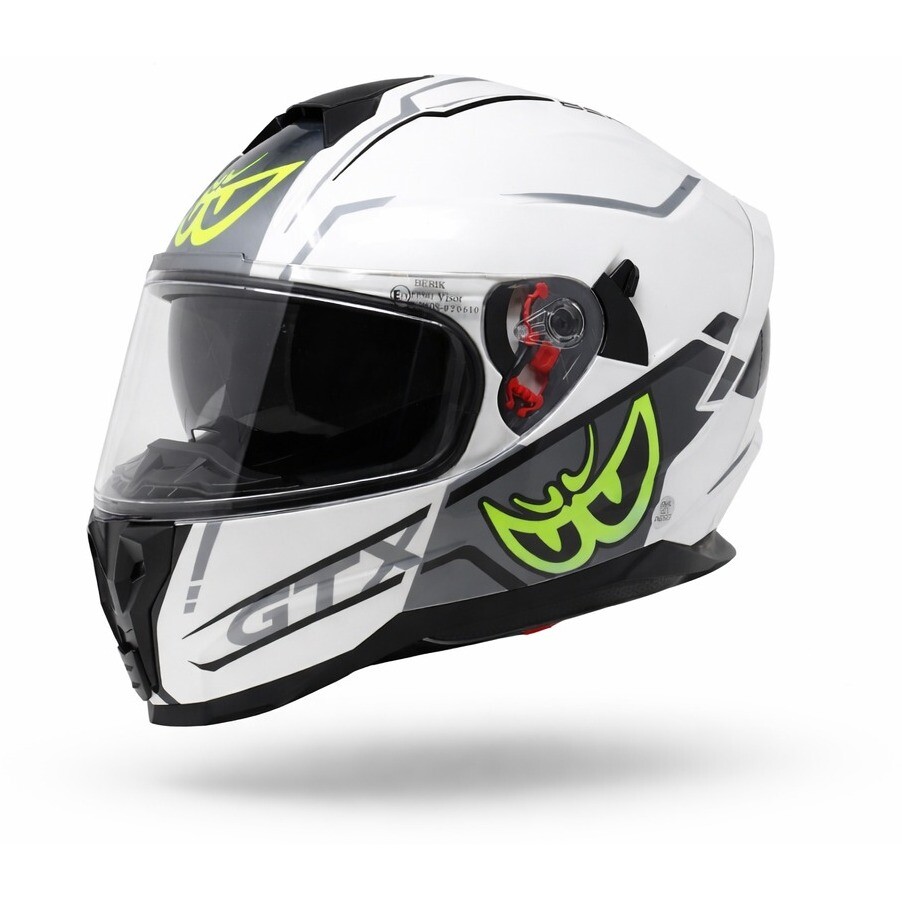 Berik FF869 GTX Integralhelm mit Doppelvisier, Weiß, Gelb, Silber