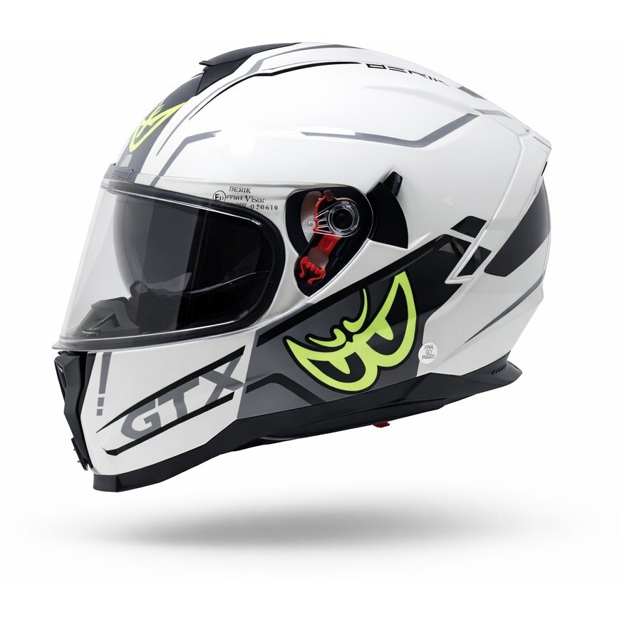 Berik FF869 GTX Integralhelm mit Doppelvisier, Weiß, Gelb, Silber