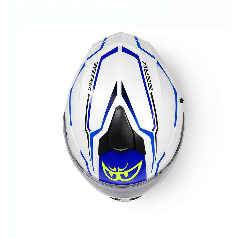Casque intégral moto Berik FF869 GTX à double visière, blanc, jaune, bleu