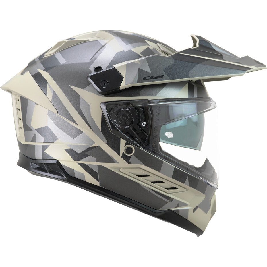 Casque intégral moto CGM 366R DUAL DIRT, noir mat/beige