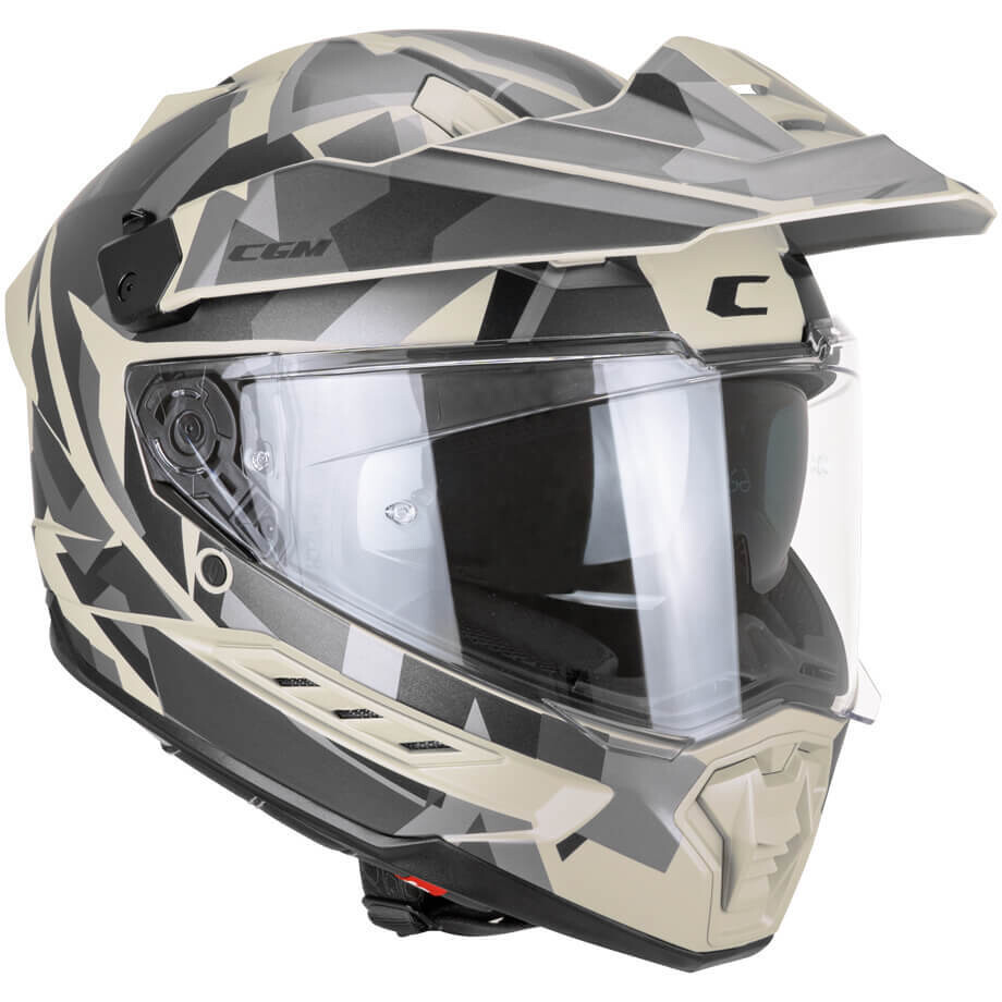 Casque intégral moto CGM 366R DUAL DIRT, noir mat/beige