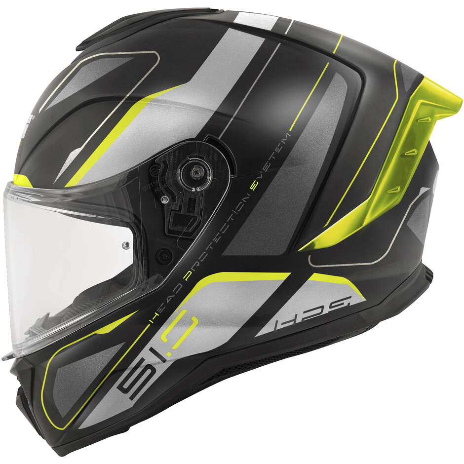 Casque intégral moto Givi 51.0 Ghost, noir, argent, jaune fluo, mat