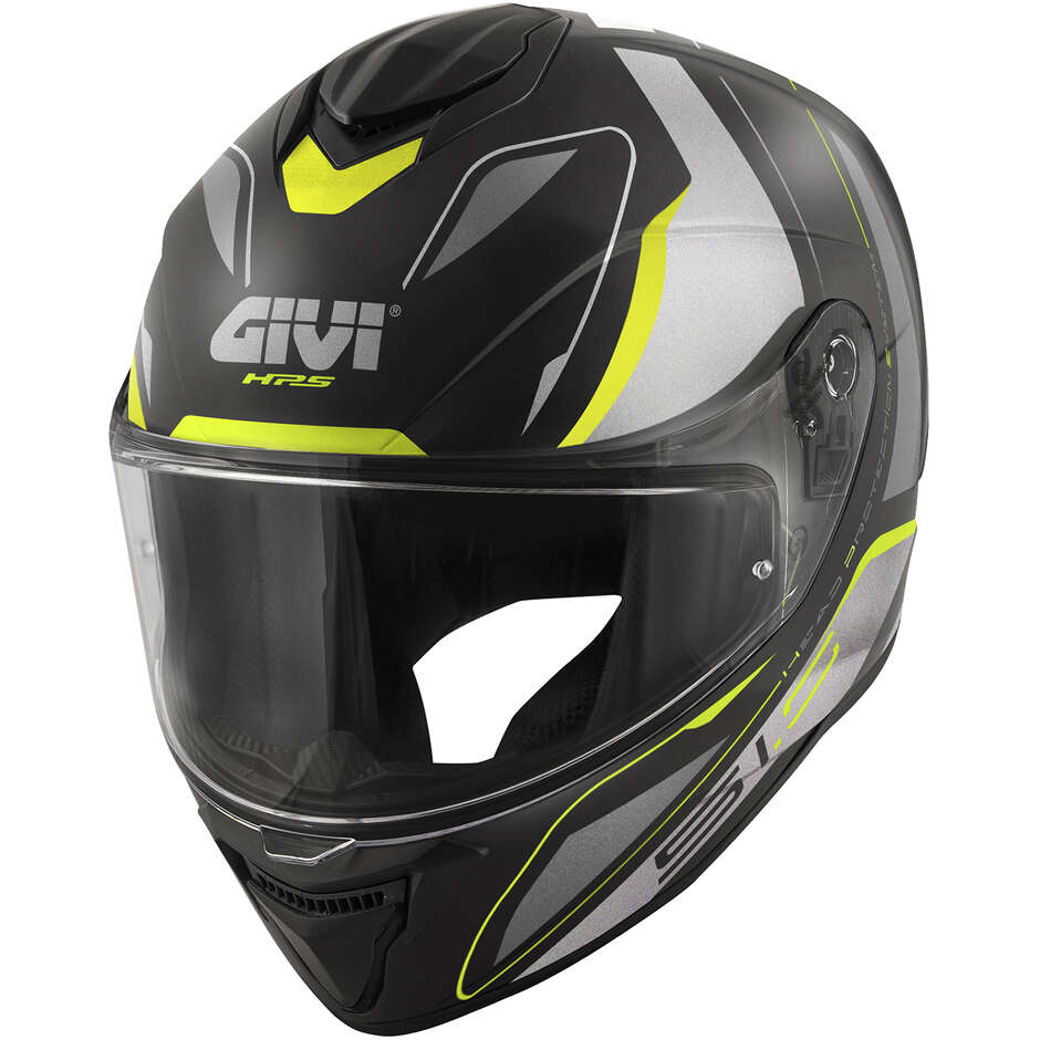 Casque intégral moto Givi 51.0 Ghost, noir, argent, jaune fluo, mat