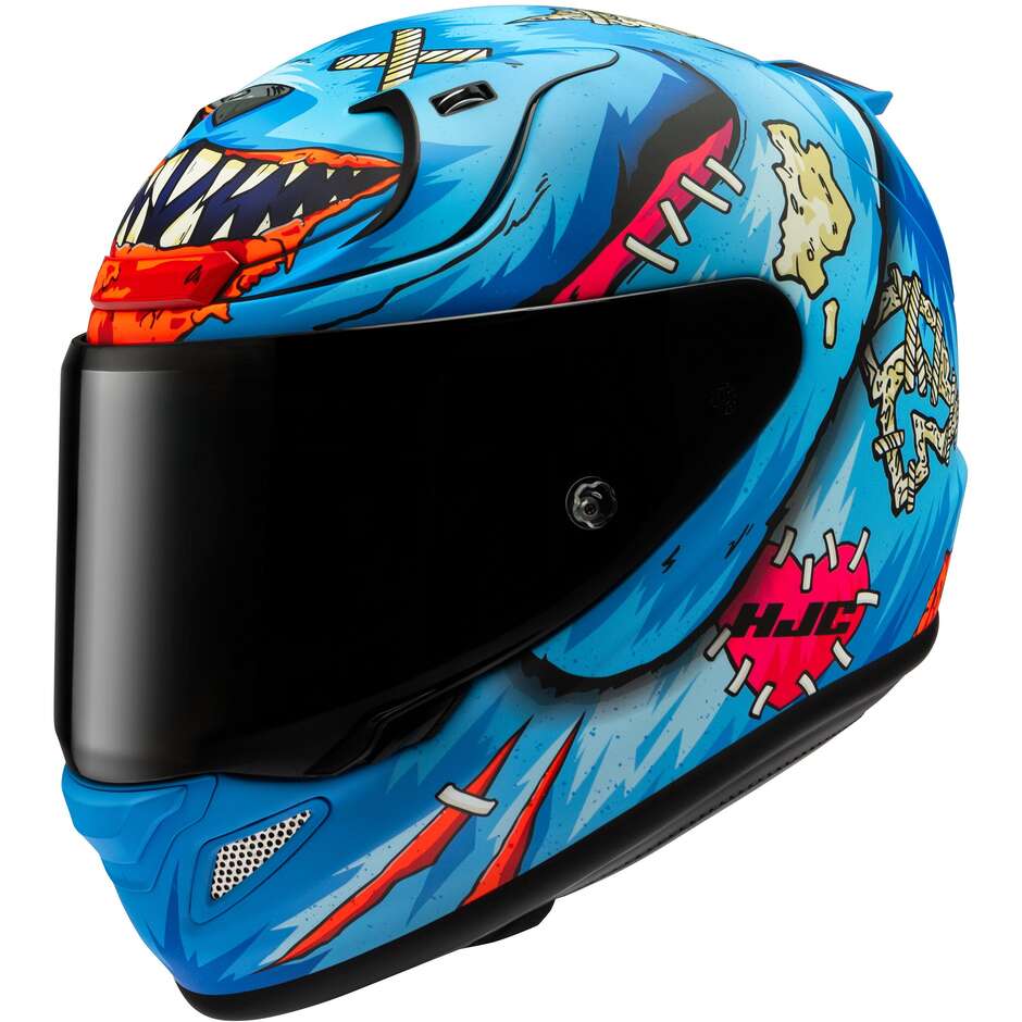 Casque intégral moto HJC RPHA 12 MISTER PEEKS (MC21SF) Bleu mat/Rouge