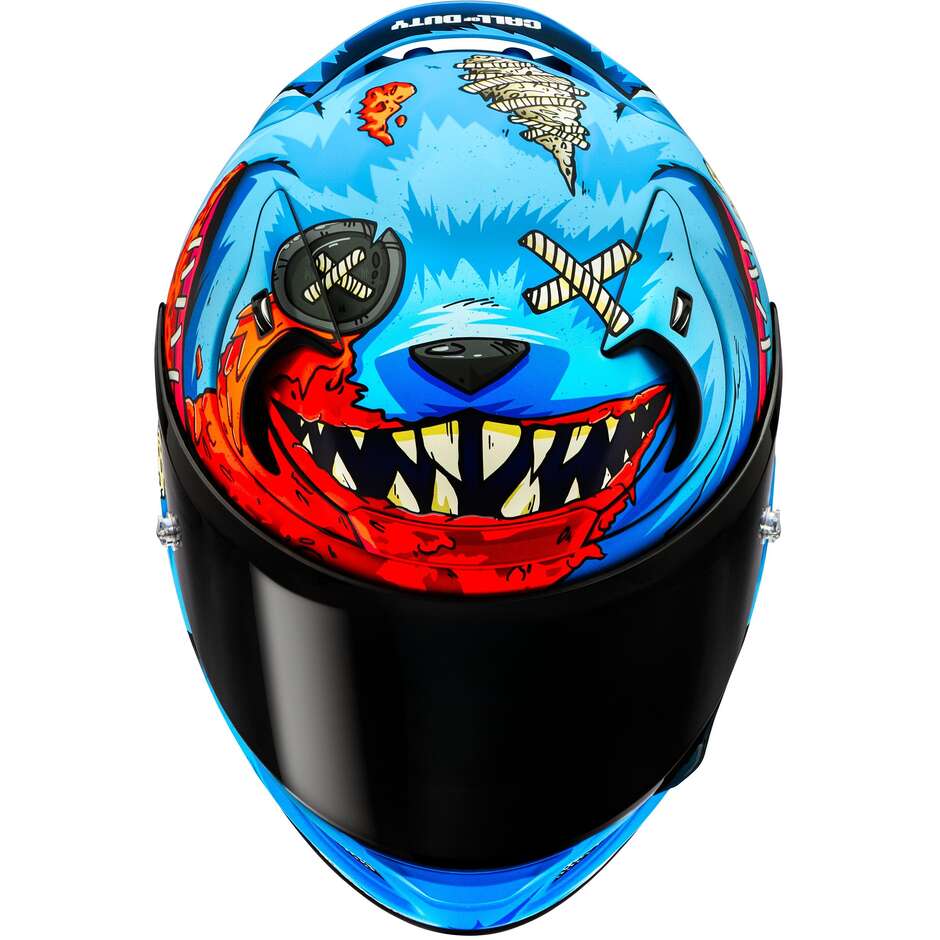 Casque intégral moto HJC RPHA 12 MISTER PEEKS (MC21SF) Bleu mat/Rouge