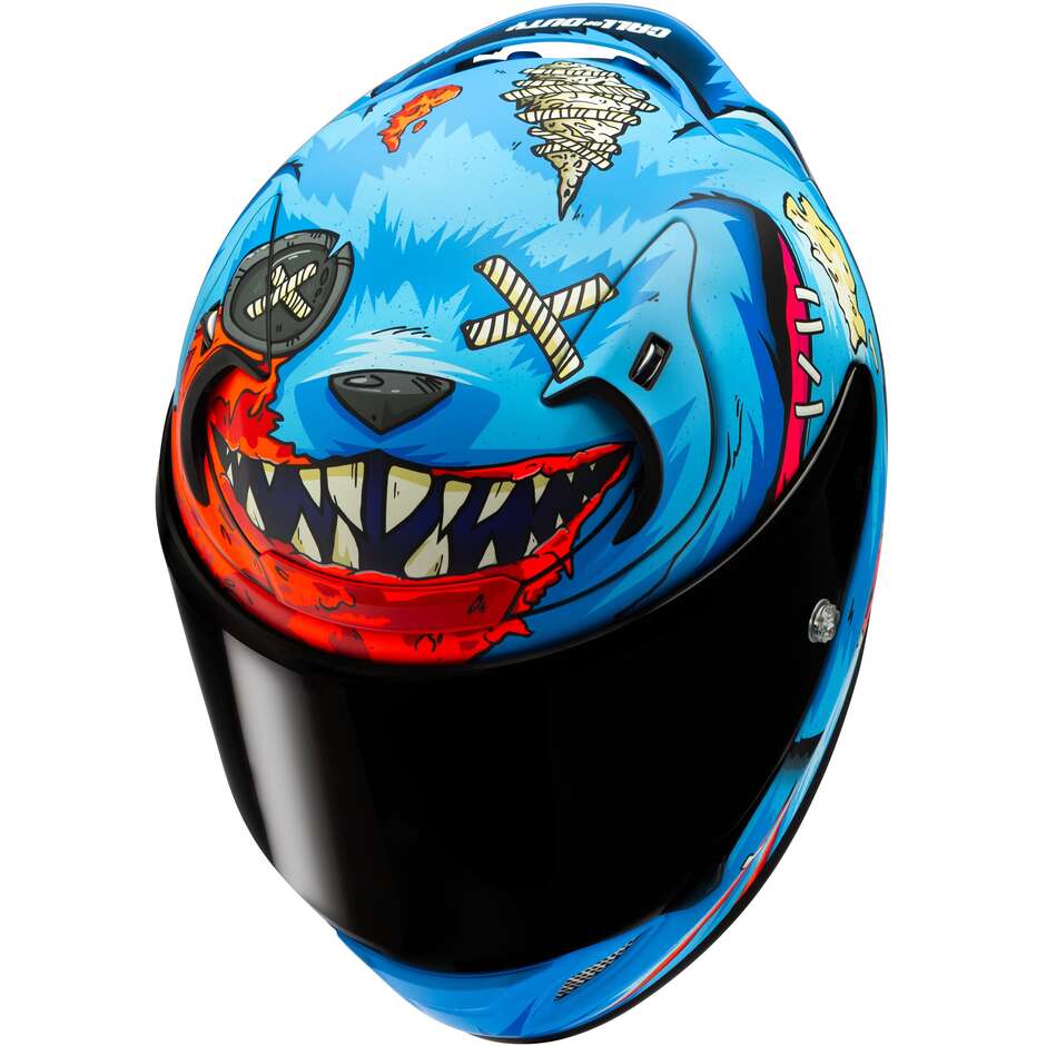 Casque intégral moto HJC RPHA 12 MISTER PEEKS (MC21SF) Bleu mat/Rouge