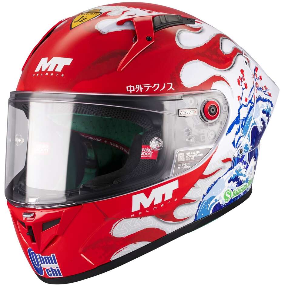 Casco Moto Integrale Mt Helmets KRE+ S YAMANAKA 2025 A5 Rosso Lucido