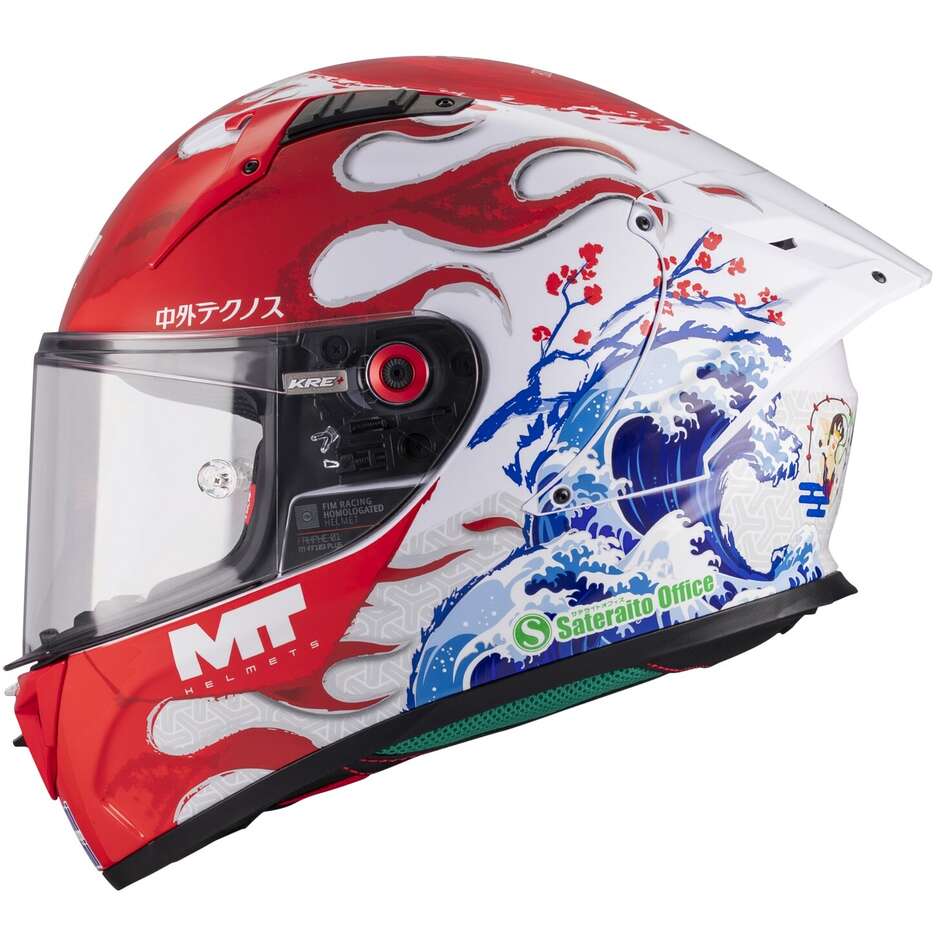 Casco Moto Integrale Mt Helmets KRE+ S YAMANAKA 2025 A5 Rosso Lucido